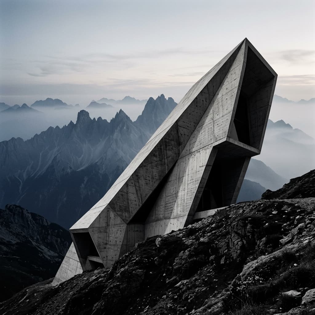 The Foundry's Monolith Architecture and Mountain Peaks