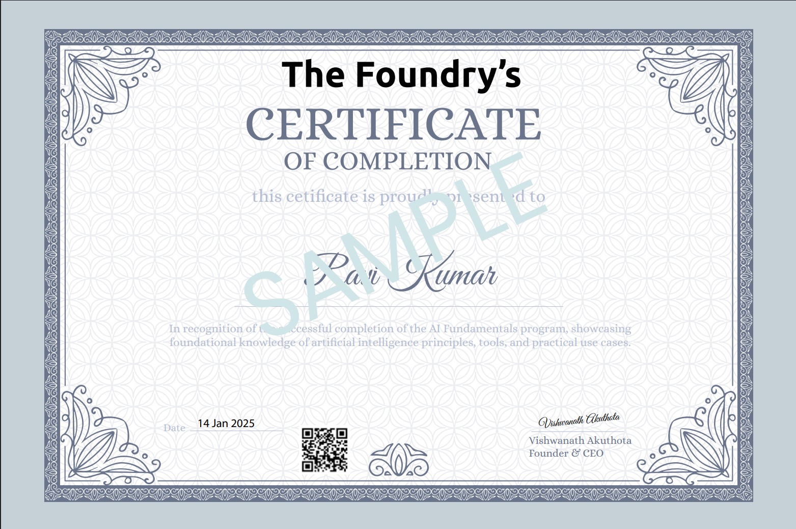 Sample Certificate